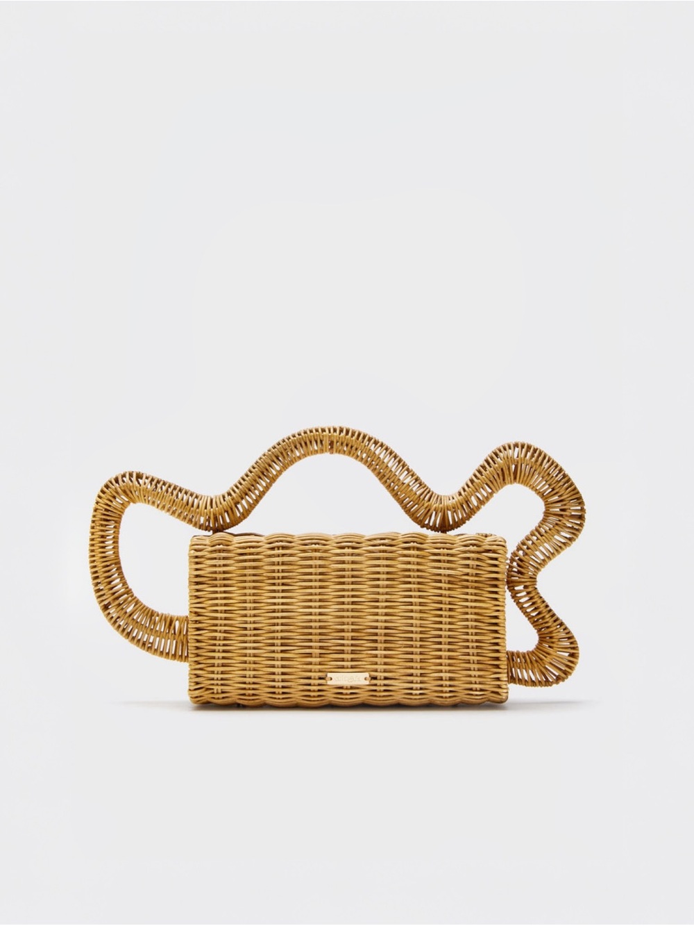 NEW Cult Gaia Elsa Woven Rattan Wavy Handle Clutch MSRP $498 - Picture 2 of 13